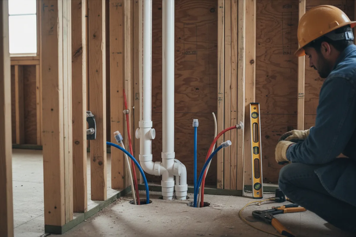 Drain and supply rough-in during Drain Cleaning in Lillian