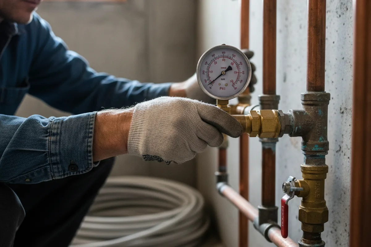 Pressure testing a repaired line during Water Line Repair in Lillian